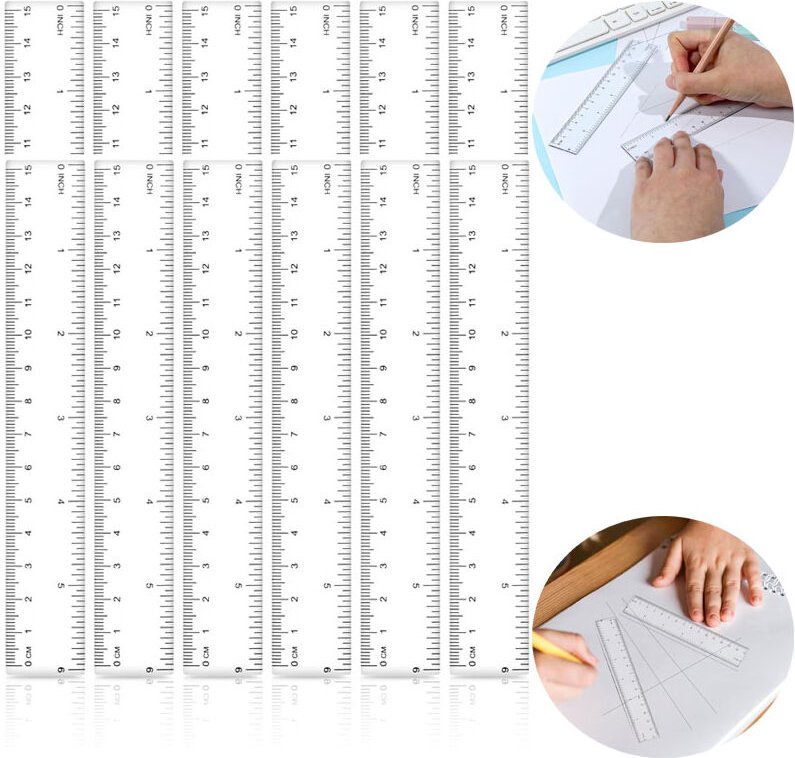 Bluedeer - 12er-Pack Kunststofflineale lineal 15cm Transparentes Präzisionslineal mit metrischer und Zoll-Skala für die ...