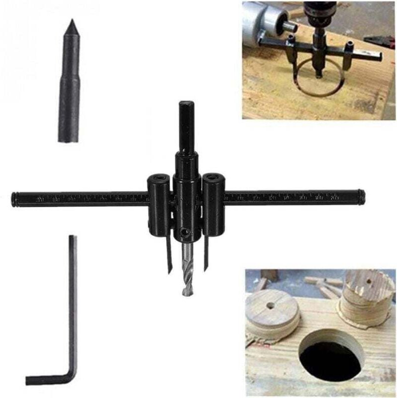 Verstellbarer Kreislochbohrer, Bohrer für Holz, Sperrholz, Laminate, 30–200 mm - - Ymyny