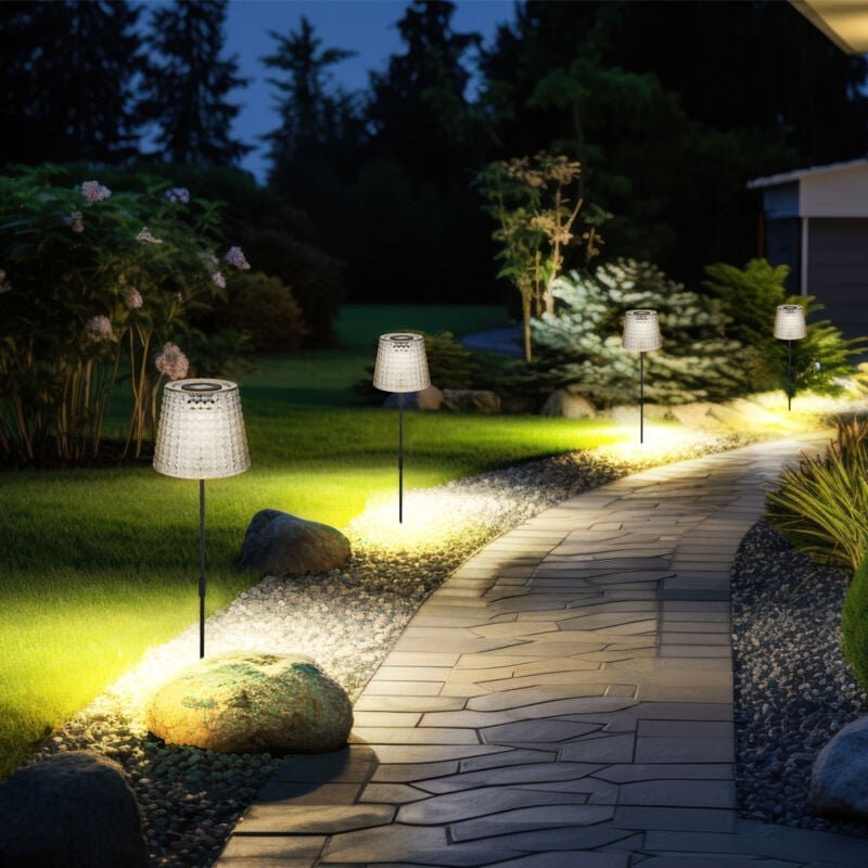 Led Solarleuchte Gartenlampe Außenlampe Kristallleuchte, rauchfarben schwarz Kunststoff, Akku IP44 Erdspieß, 3000K warmw...