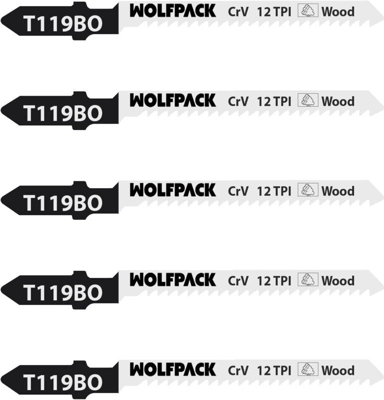 Stichsägeblätter zum Feinschneiden von Holz, 5 Stück. Chrom-Vanadium-Klinge 58. Universal-T-Schaft