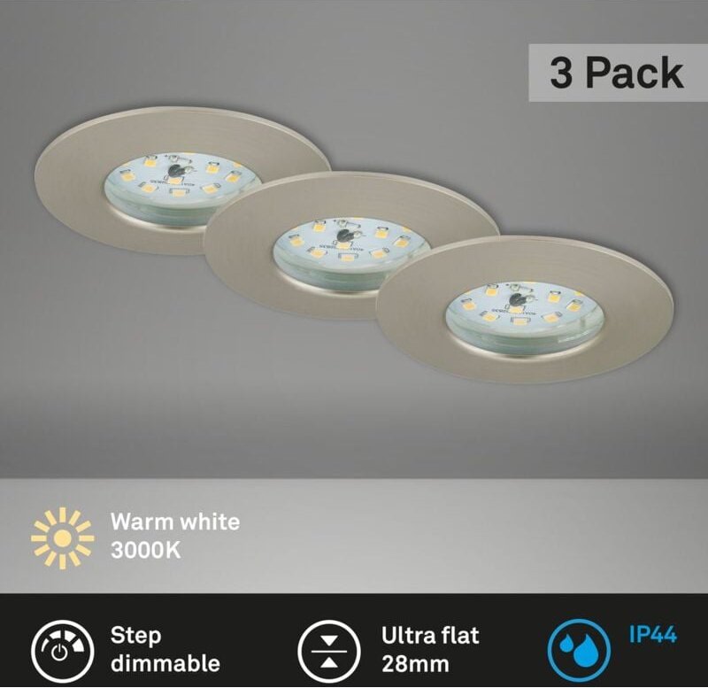 Thumbnail - Led Einbauleuchten schwenkbar 3er Set 6,5 w silber Kunststoff Briloner