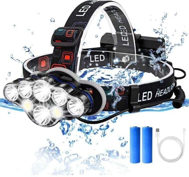 UlisemStirnlampe, usb wiederaufladbare Stirnlampe, leistungsstarke 8 LED-Stirnlampen, einstellbare 8 Beleuchtungsmodi, w...