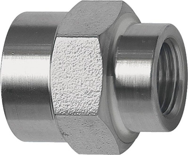 Muffe, Außensechskant, reduzierend, g 1/4, g 1/8, es 1.4571 - Riegler