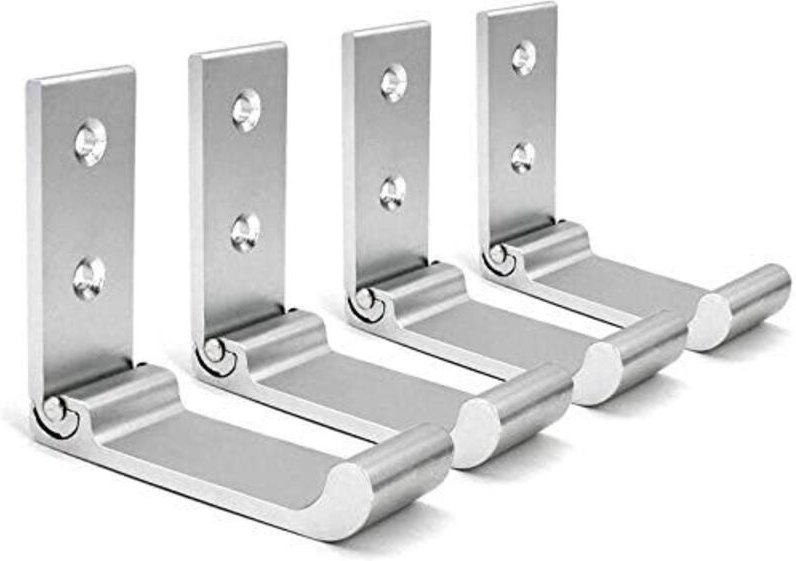 Linghhang - 4 Stück silberne faltbare Wandhaken, faltbare Wandhalterung fürs Büro, faltbarer Gaming-Kopfhörerhalter, ver...