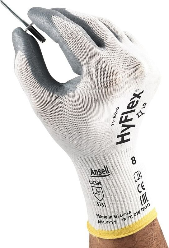 Handschuhe HyFlex 11-800 Gr.10 weiß/grau en 388 psa ii Nyl.m.Nitrilschaum ansell