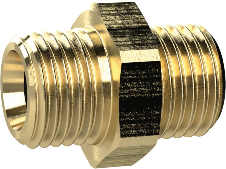 FP - Doppelnippel, Messing ag G1/4' x G1/2', sw 24mm riegler