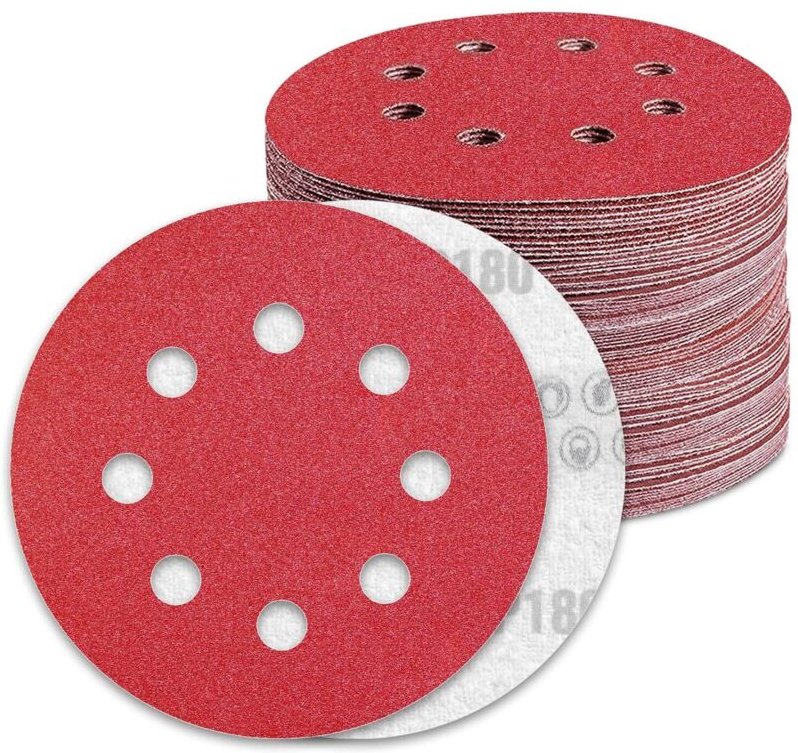 125-mm-Schleifscheiben, Körnung 180, Schleifpapier, 50 Stück, 8 Löcher, Schleifscheibe für Exzenterschleifer
