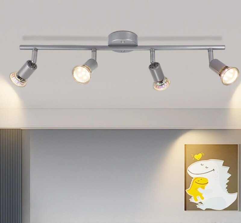 Gbly - led Deckenstrahler Schwenkbar GU10 Deckenleuchte Silber Deckenspots 4 Flammig Wandleuchten Bad Deckenlampe Küchen...