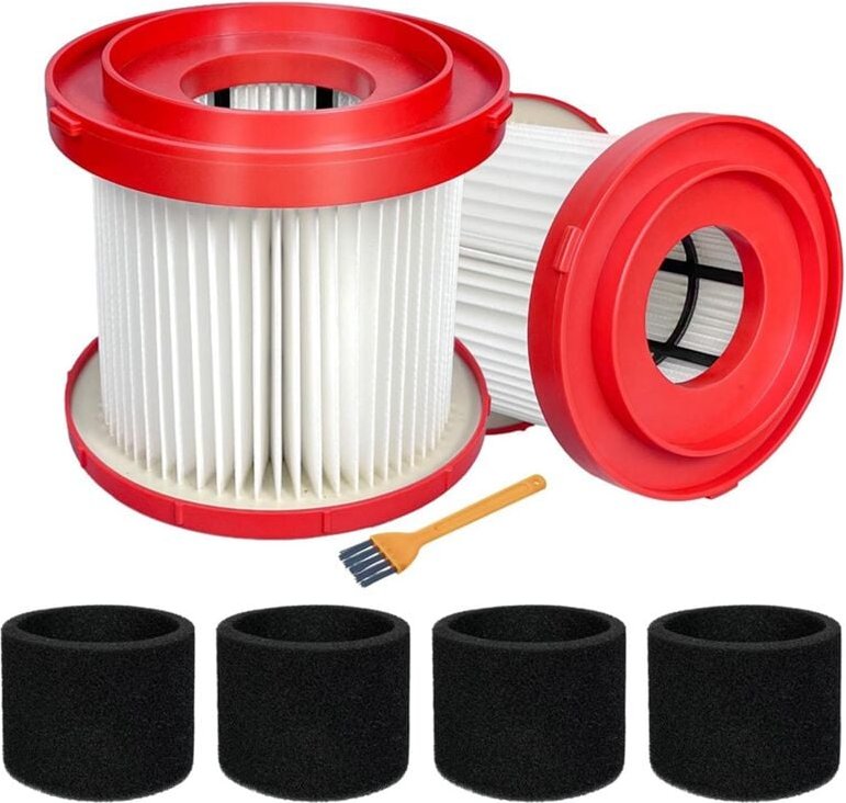 2er-Pack 49-90-1900 HEPA-Filter für Akku-Staubsauger 0780-20 0880-20, mit 4 Schaumstoffhülsenfiltern und 1 Bürste