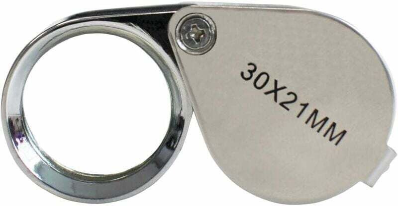 Juwelierlupe - 30 x 21 mm Glaslupe Antikschmuck-Okular - 30-fache Taschenlupe - Faltbares Glas - Botanikerlupe
