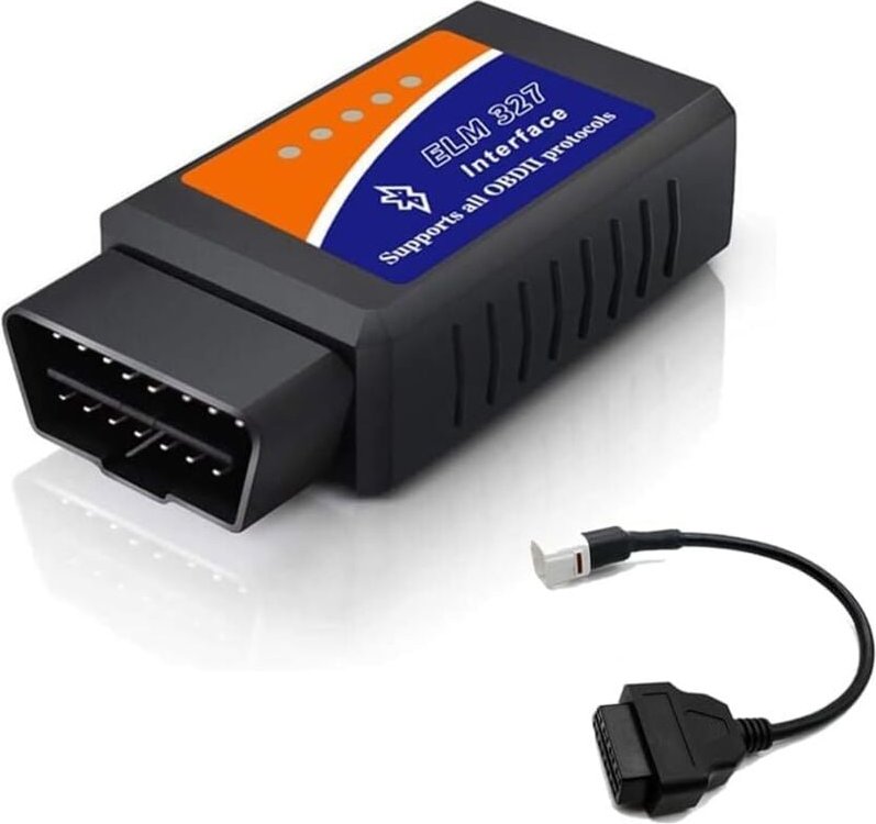 Bluedeer - OBD2 Bluetooth Adapter (V1.5) + 4-Pin OBD2 Diagnosekabel – Komplettes Diagnose-Set für Autos und Motorräder