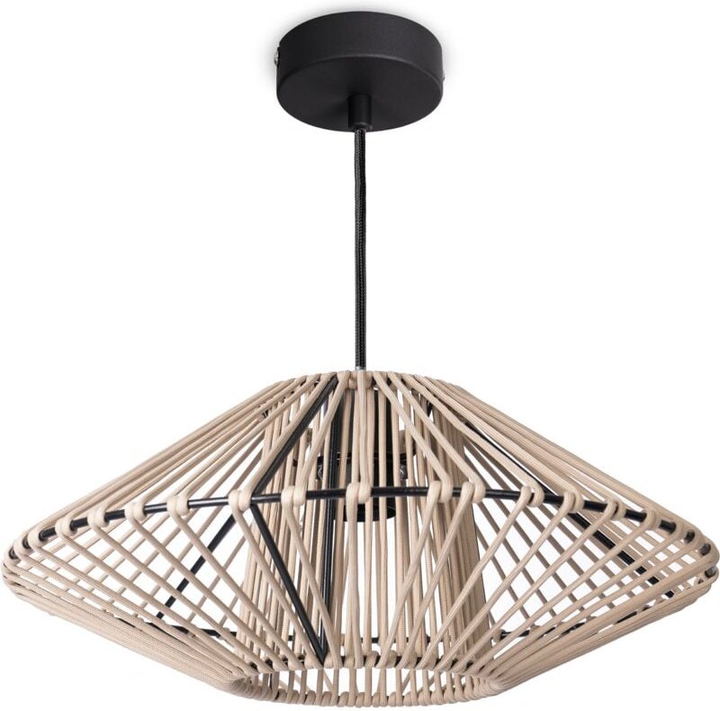 Led Pendellampe Wohnzimmer Hängeleuchte Esszimmer Vintage Korboptik Boho Natur Pendelleuchte, Schwarz 5 - Paco Home