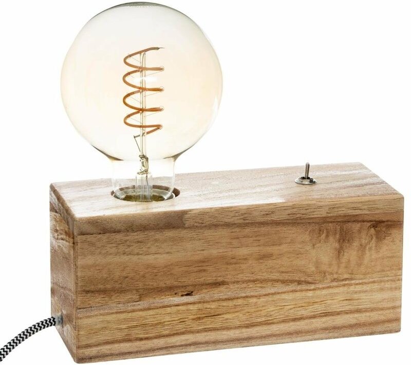 Atmosphera - Lampenfassung aus Holz tibu für eine dekorative Glühbirne, 20 x 8 x 9 cm