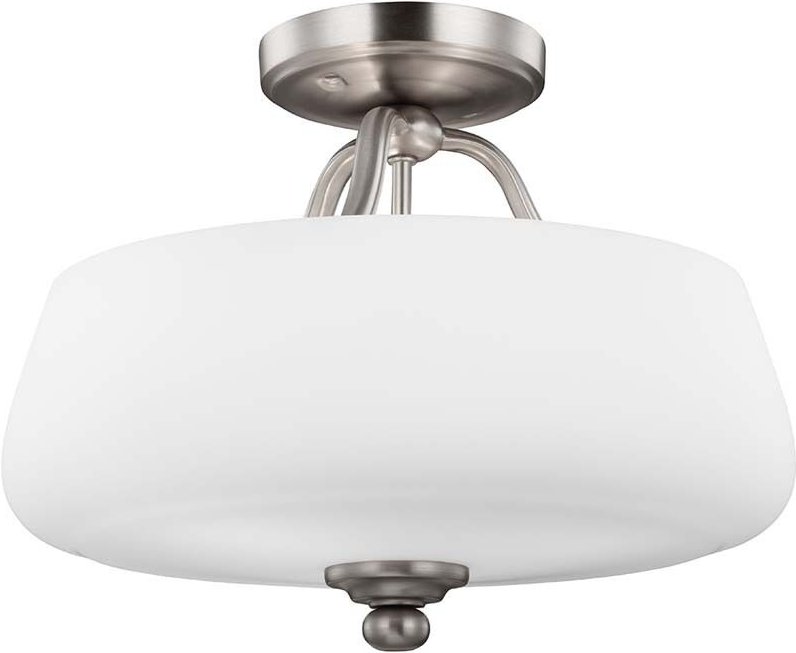 Elstead - Deckenleuchte Wohnzimmerlampe Stahl Glas-Schirm d 36,9 cm 3 Flammig Nickel