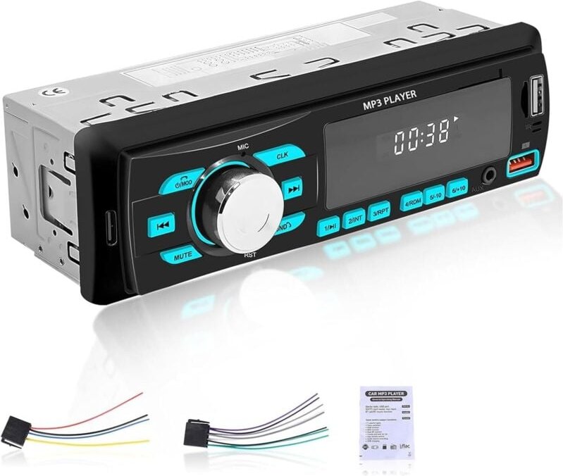 1-Din-Autoradio mit Bluetooth – FM-Radioempfänger – USB/USB-Flash-Laufwerk/AUX-Eingang/TF-Kartenwiedergabe
