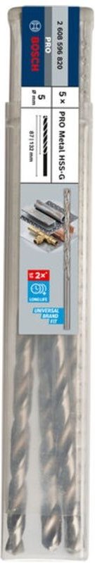 Bosch PRO Metal HSS-G Spiralbohrer, 5 x 87 x 132 mm, 5-tlg.