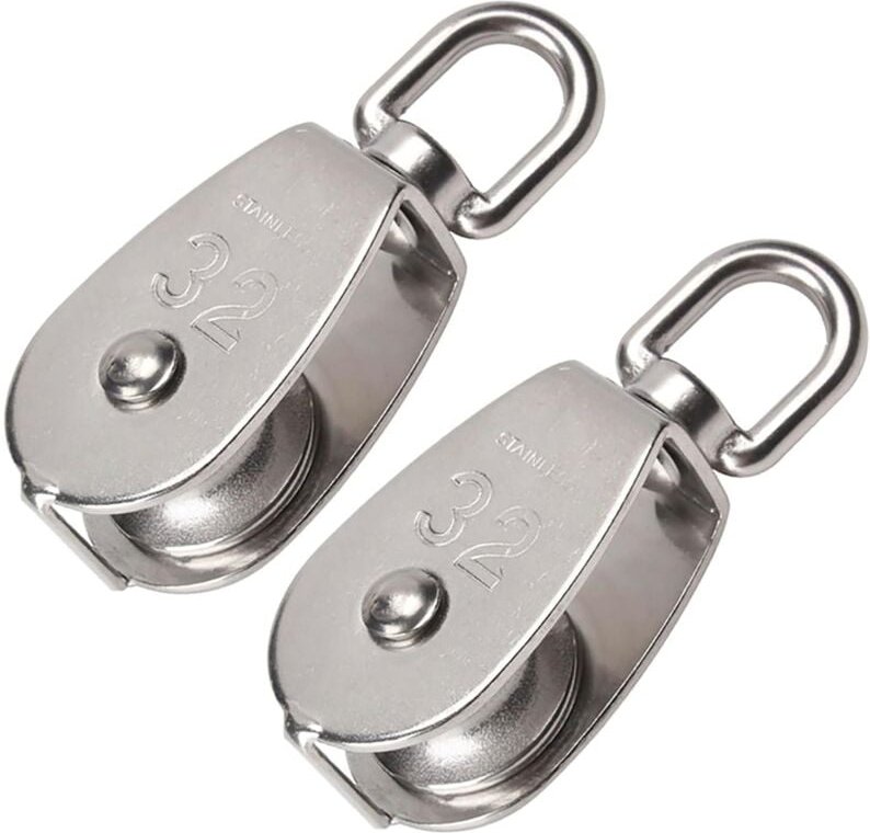 Stück 32 mm Einzelrolle 304 Edelstahl Heberolle Flaschenzug Tragkraft 250 kg - Silber - Lntyq