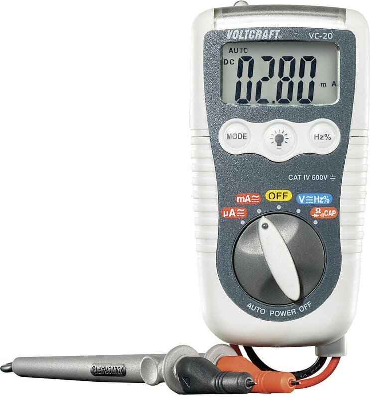 VC-20 Hand-Multimeter kalibriert (iso) digital Spritzwassergeschützt (IP54) cat iii 1000 v - Voltcraft