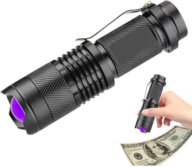 YMYNY Tragbarer UV-Lichtdetektor, UV-Taschenlampe – tragbares LED-UV-Licht – wasserdichte Taschenlampe mit hoher Helligk...