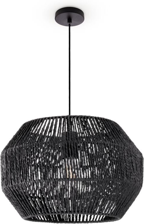 Pendelleuchte Esstisch Papier Boho Hängelampe Esszimmer Lampe E27 Rattan Pendelleuchte - Schwarz, Schwarz (Ø35cm) - Paco...