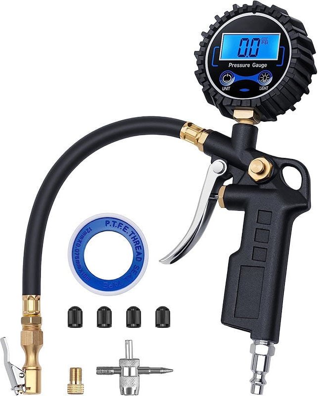 Digitales Reifendruckmessgerät mit Inflator, 250 PSI Luftfutter und Kompressor, robustes Zubehör mit Schnellkupplung, 0,...