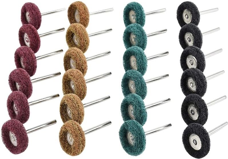 Csparkv - 40 Stück 25 mm Schleifpolierscheiben, Polierzubehör für Dremel-Rotationswerkzeuge – Braun Körnung 80/Grün Körn...