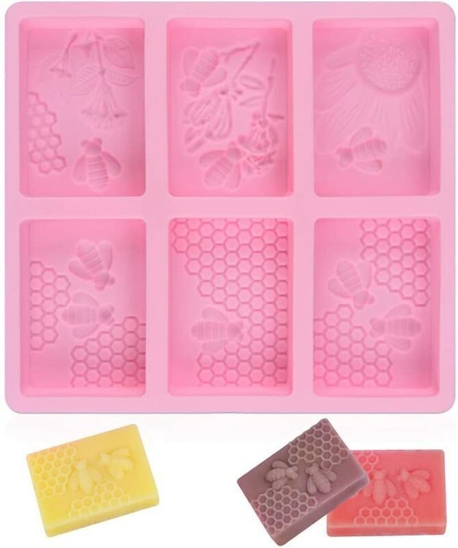 3D-Bienen-Silikonformen, Waben-Seifenformen, rechteckige Kuchenform, Harzform