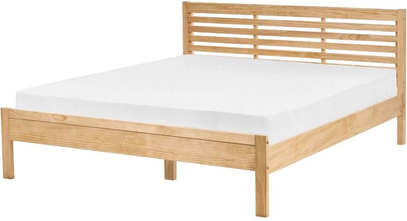 Bett mit Lattenrost Kiefernholz CARNAC 160 x 200 cm Hellbraun