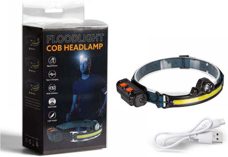 Leistungsstarke wiederaufladbare Stirnlampe, 2000 lm, LED-Zoom-Stirnlampe mit Bewegungssensor, 2200 mAh, 6 Modi, COB-Sti...