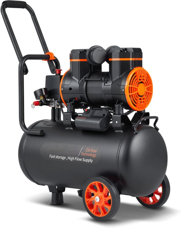 Mophorn - 6.3 Gallon Air Compressor, 2HP, 3.35 cfm @ 90 psi, Oil-Free, Max 116 psi, 70 dB Ultra Quiet für Autoreparature...