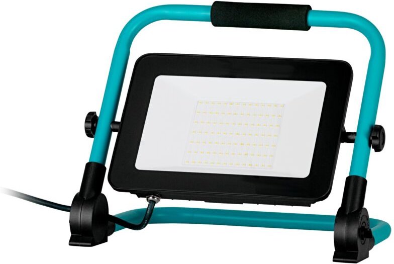 Led Baustrahler, tragbare Arbeitsleuchte aus Aluminium und Kunststoff, Arbeitsscheinwerfer in türkis und schwarz, Werkst...