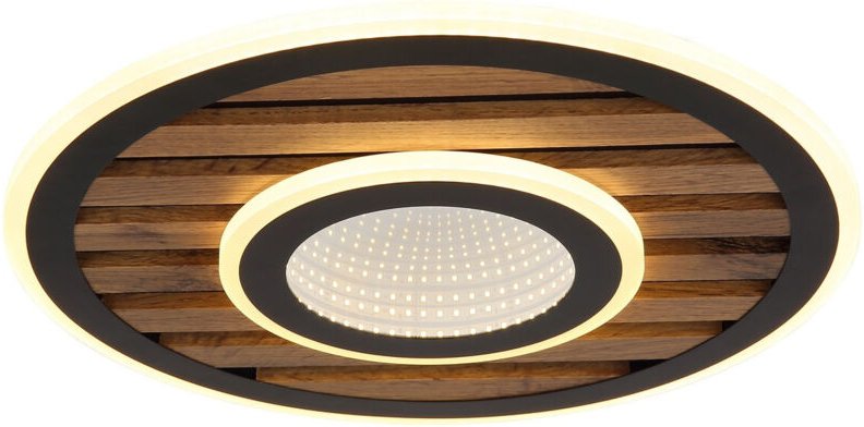 Globo Lighting - Deckenleuchte Deckenlampe Holz Schlafzimmerleuchte Ringe schwarz led d 40 cm