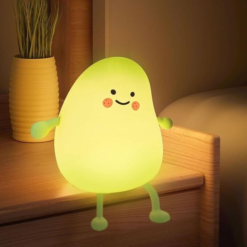 Kleines Grün Silikon Nachtlicht Mango Squeeze Nachtlicht Schlafzimmer Dekompressionslampe Gelbgrün Nachtlicht LED Nachtl...
