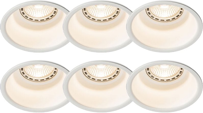 Set mit 6 Einbaustrahlern weiß rund - Dept