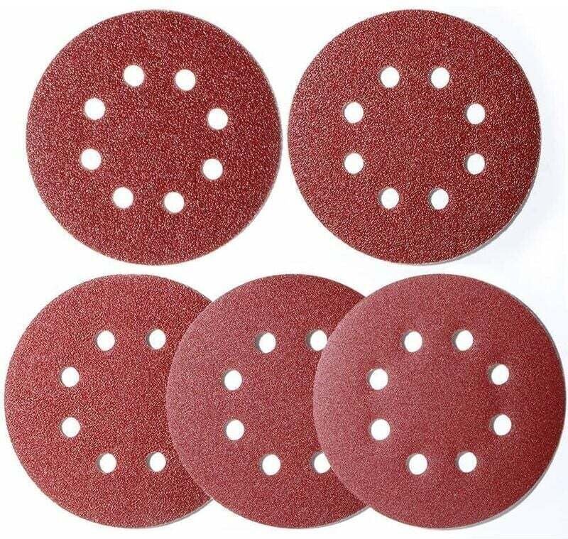 100er-Pack Schleifpapier für Exzenterschleifer 125 mm, 8-Loch-Scheibe 125 mm rund für Exzenterschleifer Körnung 20 x 40/...