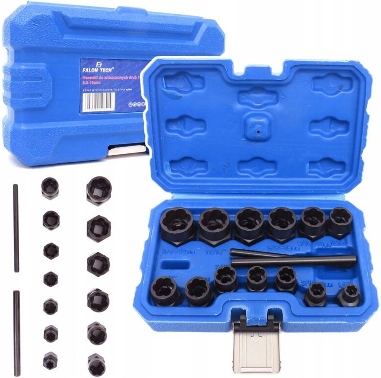 Steckschlüssel-Set für beschädigte Schrauben 15 Teile