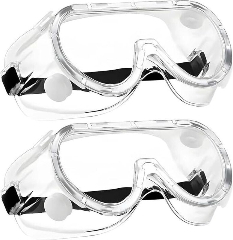 Set mit 2 Schutzbrillen, Arbeitsbrillen für Brillenträger, staubdichte Schutzbrillen, klar, beschlagfrei, Sicherheitsbri...