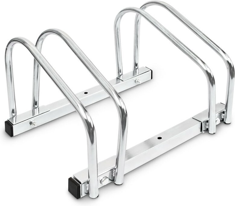 Relaxdays - Fahrradständer, Boden/Wandmontage, für 2 Fahrräder, aus verchromtem Stahl, regenfest, HxBxT:26x40x32cm, silb...