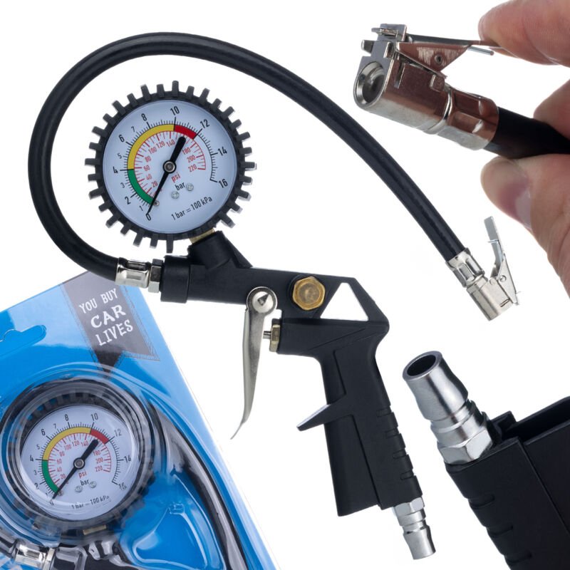 Luftpistole mit Manometer 0 - 16 Bar (0-230 PSI)