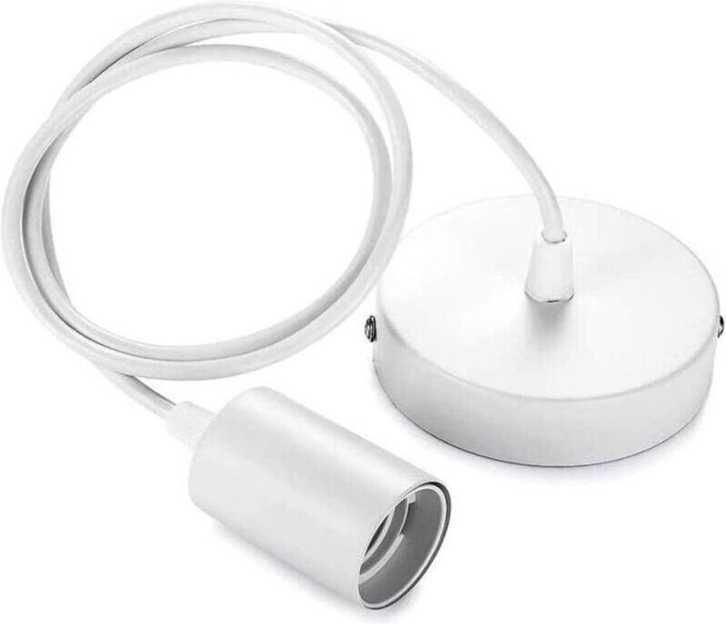 Hängende Kunststofffassung aus Metall, Hängelampe mit verstellbarem Kabel für E27-Sockel, weiße Hängelampenfassung E27, ...