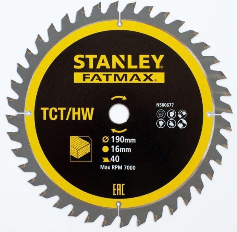 Stanley STA13365-XJ Gehrungssägeblatt TCT 190 x 16 mm 40T Holz