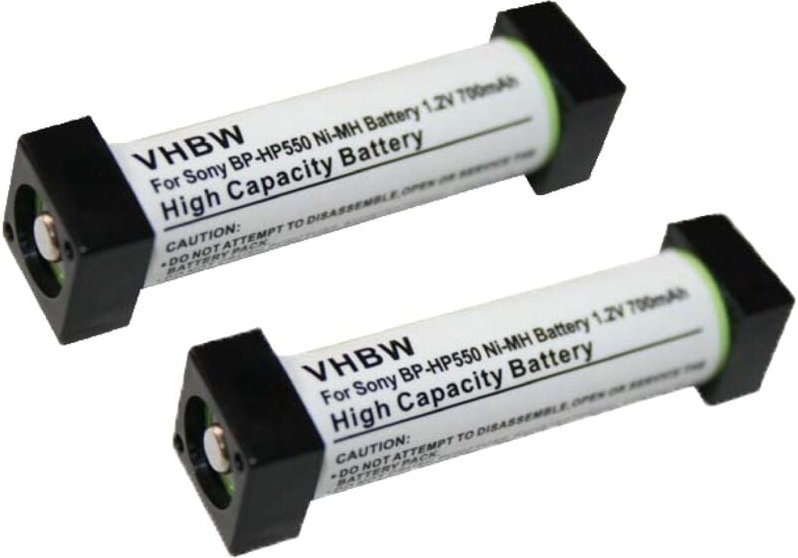 Vhbw - 2x Akku Ersatz für Sony 1-756-316-21, 1-756-316-22, BP-HP550 für Wireless Headset Kopfhörer (700mAh, 1,2V, NiMH)