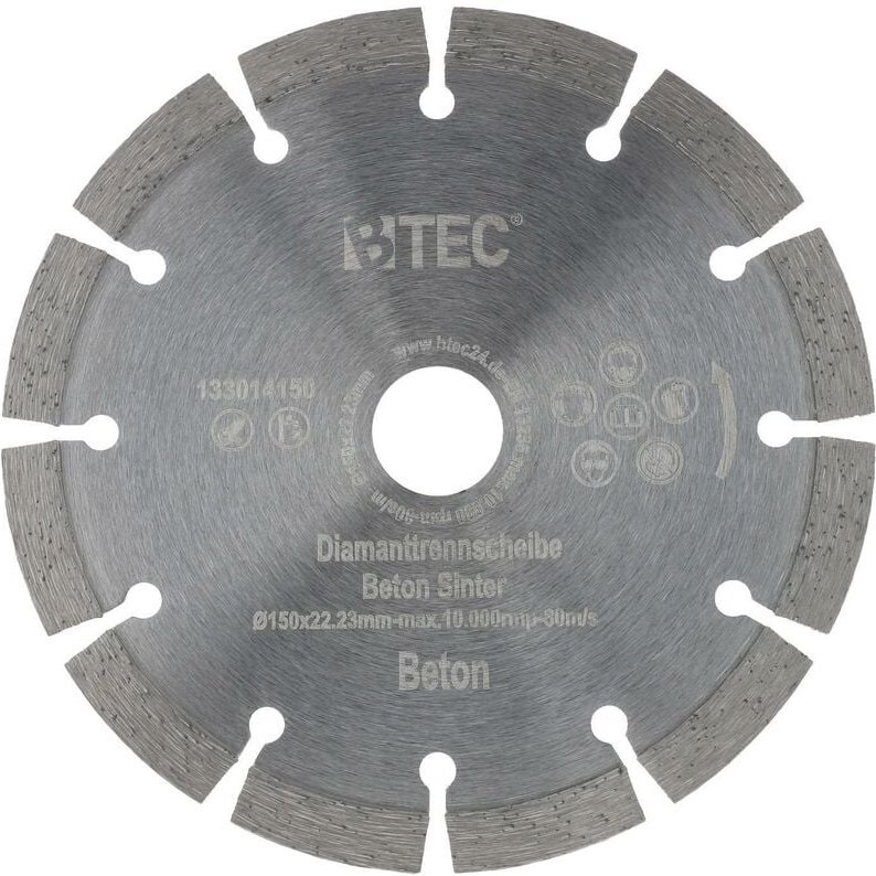 Btec - Diamanttrennscheibe Beton Sinter ø 150 mm Bohrung 22,22 mm