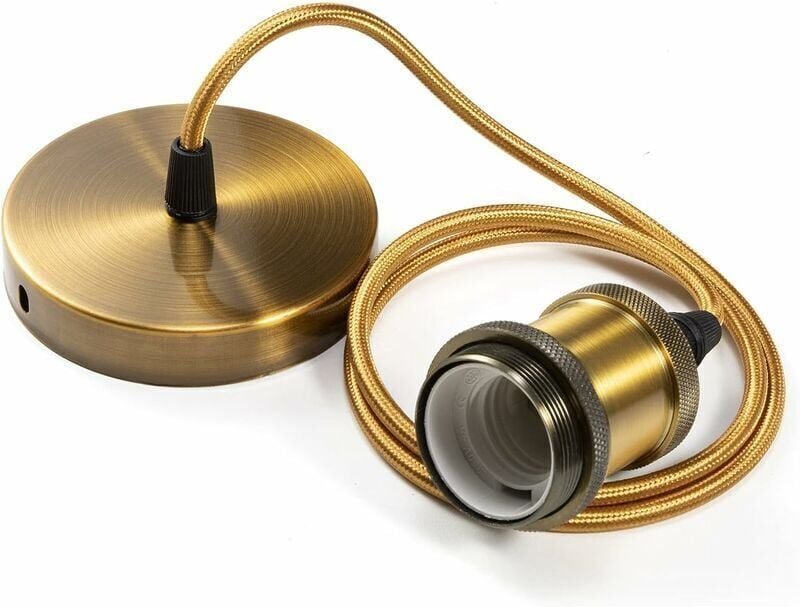 Thumbnail - CHOYCLIT Pendelleuchte Metall Pendellampenfassung E27 Lampenfassungen mit Kabel, Lampenfassung Verstellbar Bronze Gefloc...