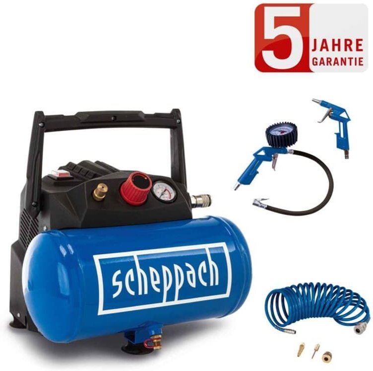 Druckluft Kompressor HC06 8bar ölfrei + Zubehörset - Scheppach