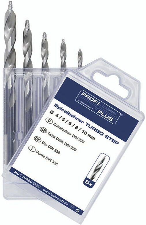 Bohrcraft - Bohrer-Kassette Turbo Step KG13 DIN338 hss-g ø 4-10 mm 5-teilig