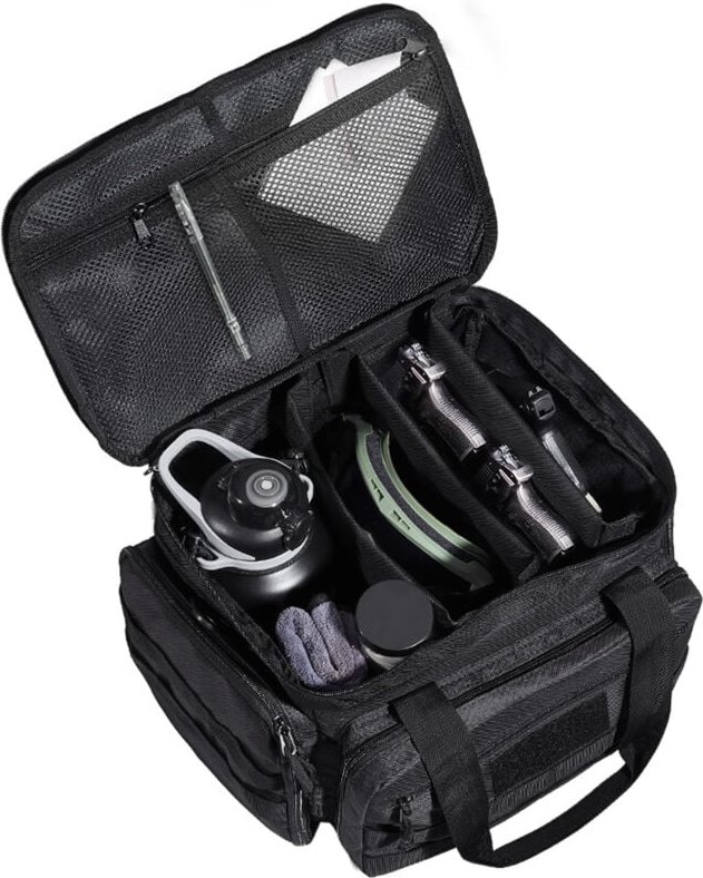 Range Bag für 4 Pistolen – Taktische Waffenaufbewahrung mit abnehmbaren Trennwänden und Magazinen, Schwarz - Mophorn