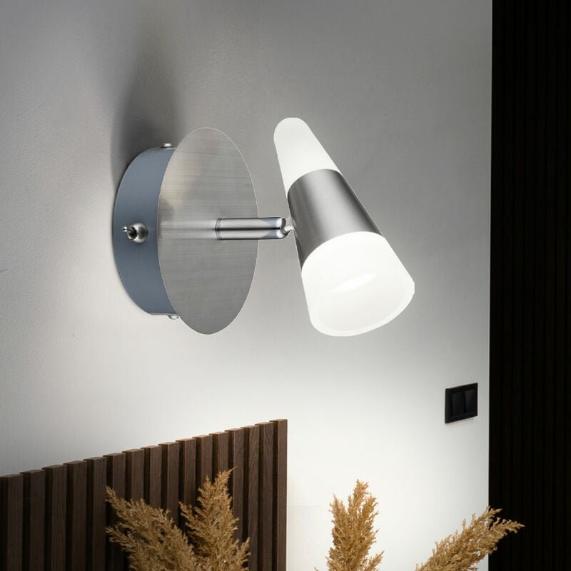 Thumbnail - Globo - Wandlampe Wandleuchte Wandstrahler Spotlampe Leuchte Nachtlicht, Spot beweglich, Metall Nickel matt satiniert, 1...