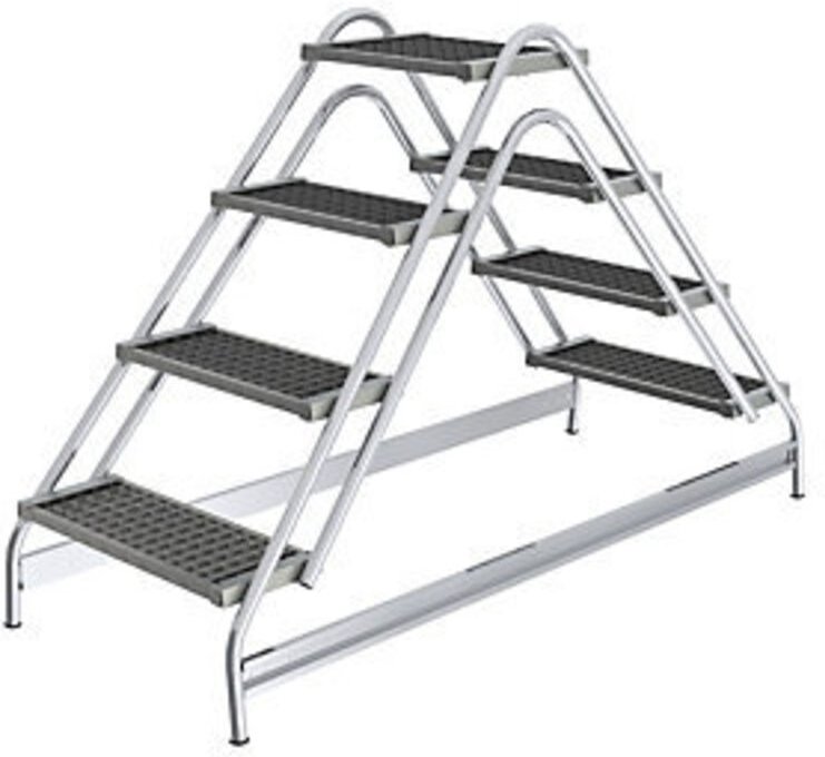 Günzburger Steigtechnik - Arbeitspodest beidseitig begehbar Stahl-Gitterrost 2 x 4 Stufen - 050064