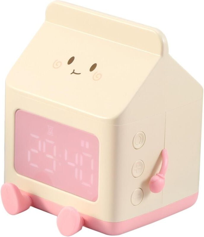 Niedlicher Kinderwecker, niedliche Digitaluhr, Uhr in Milchkartonform, Kinderwecker, 5-Minuten-Weckruf, Schlafzimmerdeko...